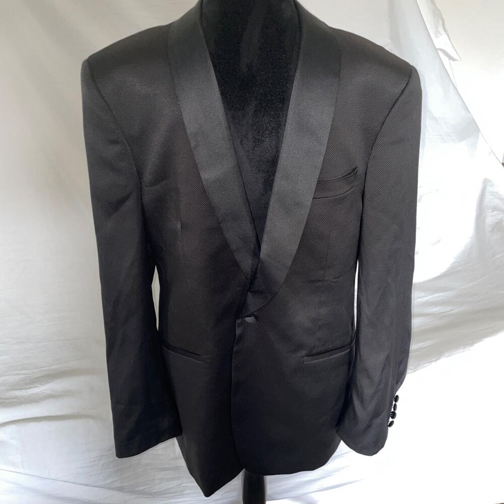 SOUL OF LONDON Black Blazer 42R Mens Suit Jacket With Floral Lining